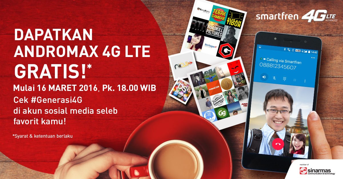 smartfrenworld's tweet photo. Fren, pastinya mau kan dptin @Andromax 4G LTE GRATIS?Cek akun seleb favorit km > https://t.co/urJB0SinWk #Generasi4G https://t.co/F5OxvsDe3A