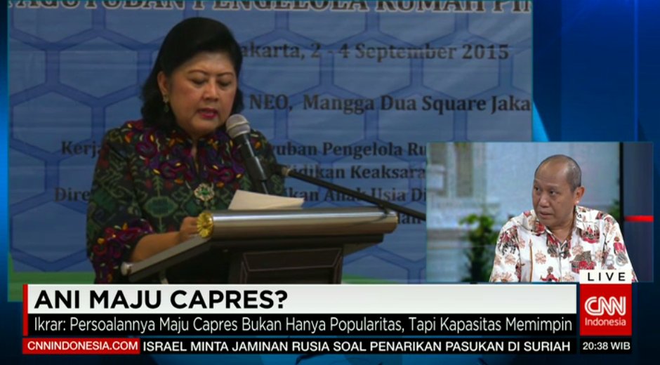 CNN Indonesia Daily (@cnniddaily) on Twitter photo .<a href="/IkrarNusaBhakti/">Ikrar Nusa Bhakti</a> beropini, pengamatan Bu Ani thd pemerintahan ketika menjadi ibu negara juga jadi hal yg penting. .<a href="/IkrarNusaBhakti/">Ikrar Nusa Bhakti</a> beropini, pengamatan Bu Ani thd pemerintahan ketika menjadi ibu negara juga jadi hal yg penting.