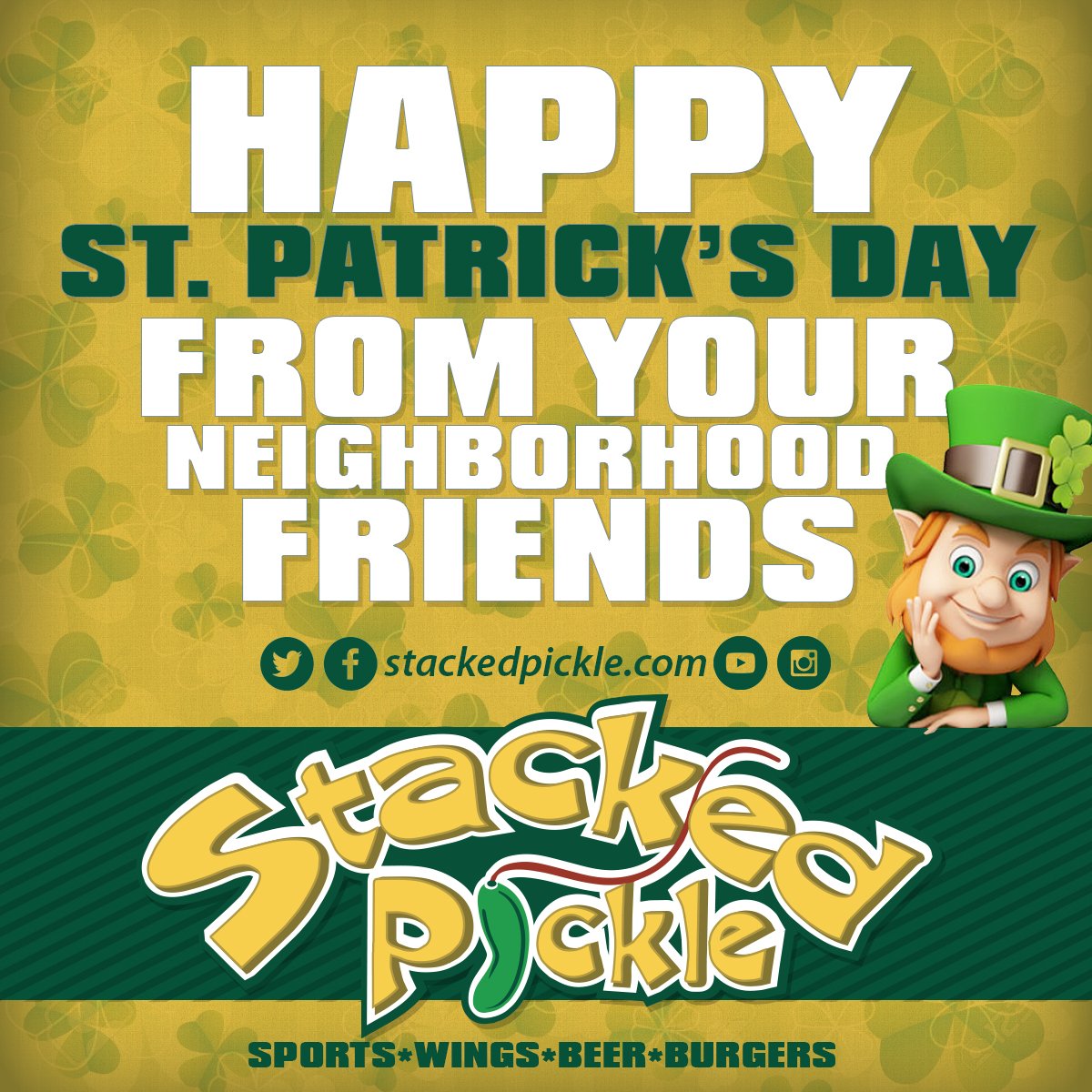 Happy St. Patrick's Day from Stacked Pickle <a href="/stacked_pickle/">Stacked Pickle</a> #stpatricks #beer #burgers #stackedpickle