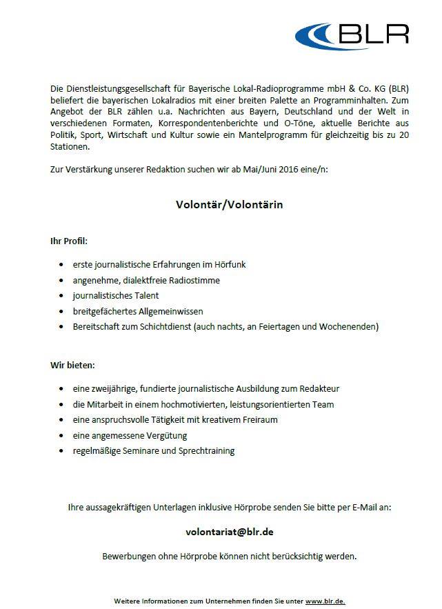 BLR #Karriere: Wir suchen #Volontäre (m/w) #jobs #radiojobs
