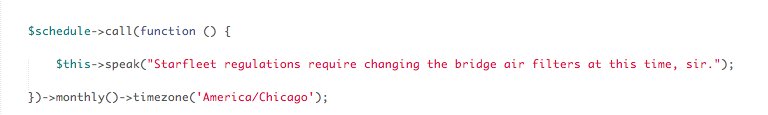Taylor Otwell (@taylorotwell) on Twitter photo Fun fact: for past 2 months I've used Laravel scheduler to run a <a href="/telegram/">Telegram Messenger</a> bot that sends me various reminders. 🤓 Fun fact: for past 2 months I've used Laravel scheduler to run a <a href="/telegram/">Telegram Messenger</a> bot that sends me various reminders. 🤓