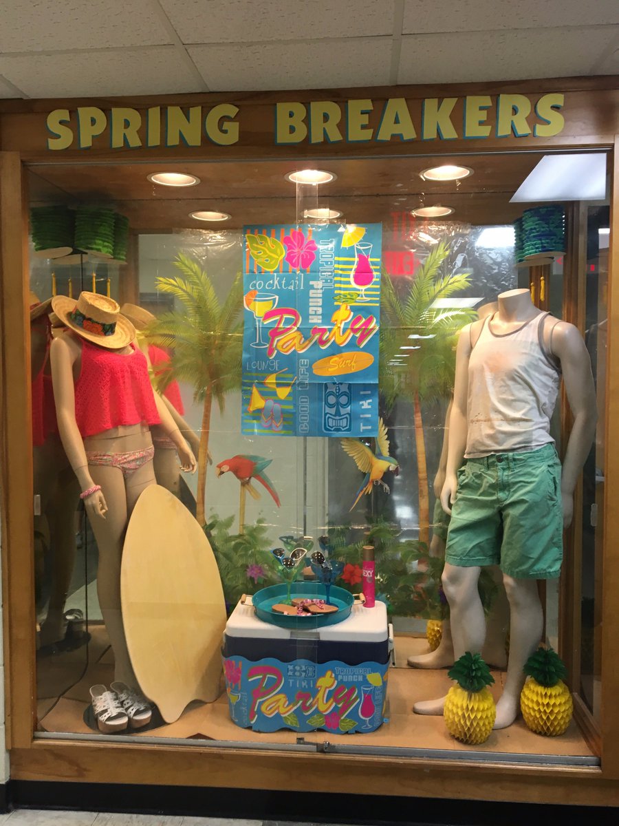 UCM_SOT's tweet photo. Our fashion students are so talented! Check out this week's display, can you tell we're ready for spring break? https://t.co/AHwmDUWqT0