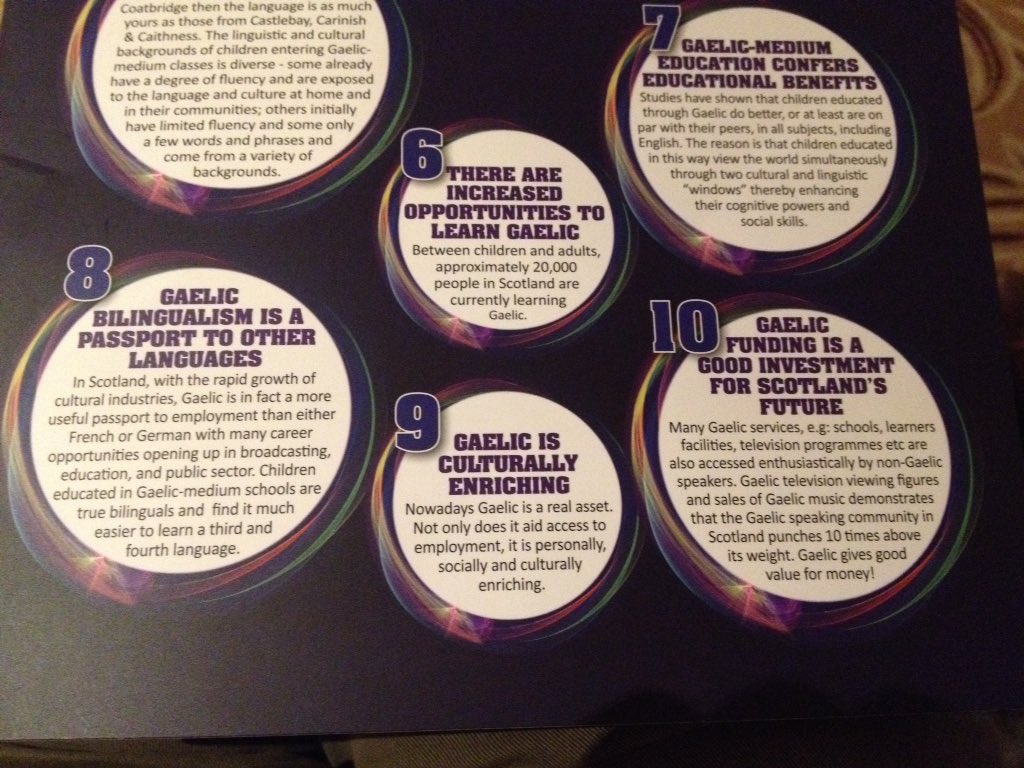 CllrChasBooth's tweet photo. Loving how @bordnagaidhlig1 make the case for #Gaidhlig on face of seminar brochure #pcng3 https://t.co/nPprUdV68Z