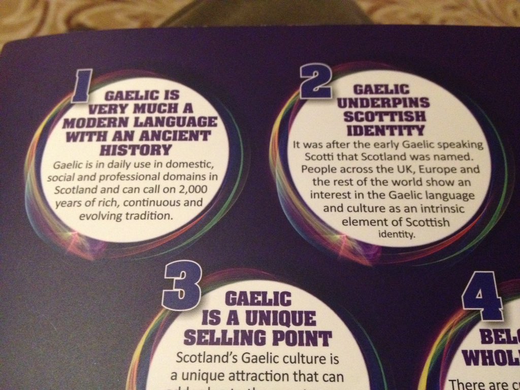 CllrChasBooth's tweet photo. Why #Gaidhlig? 1) Gaelic a modern language w ancient history; 2) Gaelic underpins Scottish identity #pcng3 https://t.co/ewpAqd7K0W