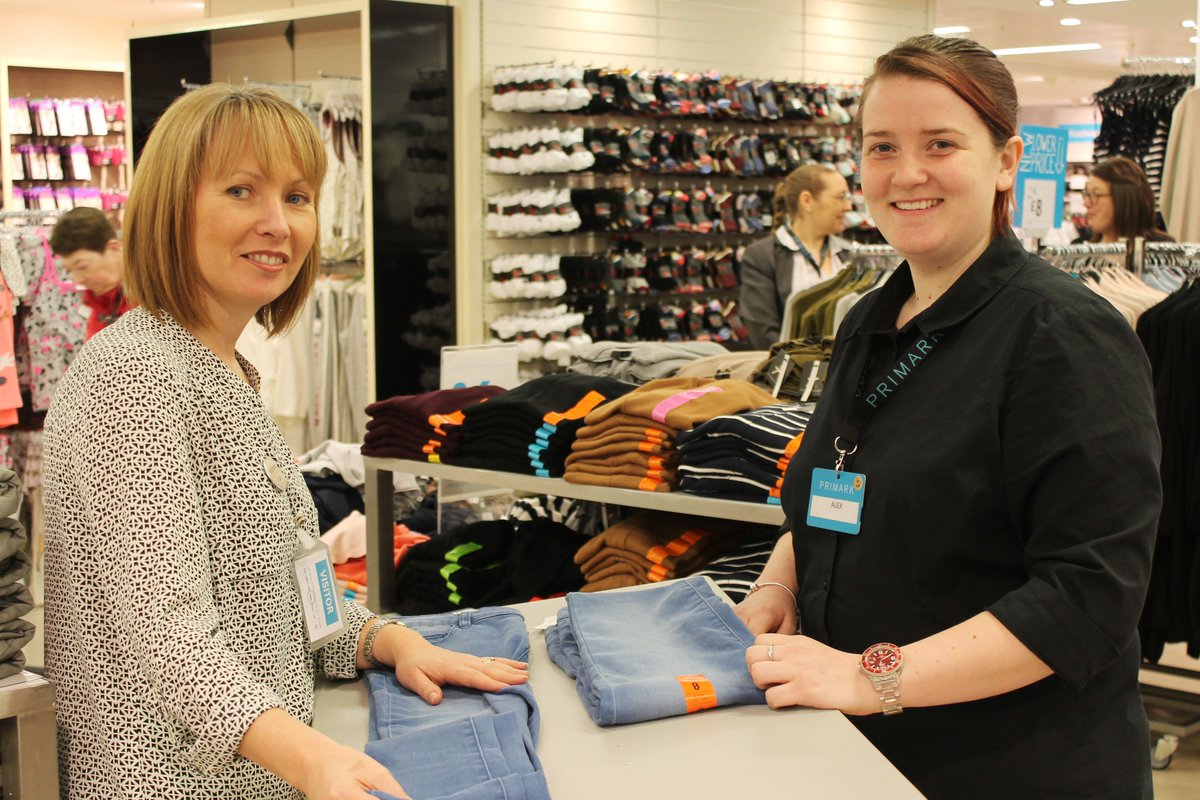 First4Skills's tweet photo. Our CEO Sue Price enjoyed her job swap with apprentices Alex & Emma at @Primark in Birkenead yday #NAWeek2016 https://t.co/WZC5qjS8Fn