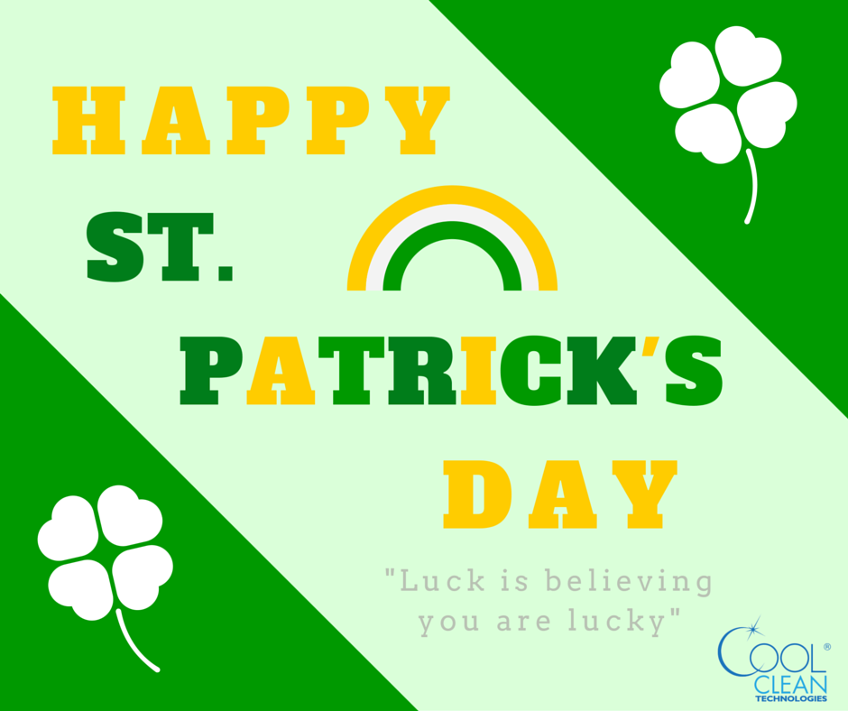 Happy #StPatricksDay! Wishing you the best of luck today from all of us at Cool Clean Technologies!