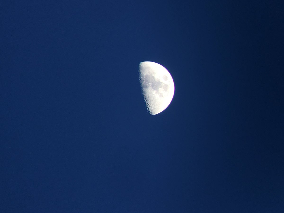 y4n_chr's tweet photo. Petit cliché de la Lune pris hier soir, à l'heure du coucher du Soleil. 18H40. 377766 Km. Illumination : 61.2%. https://t.co/FH2o5iUxkA