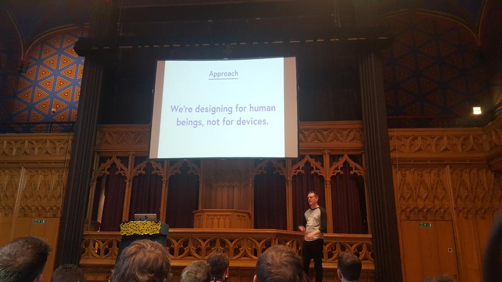 zedimage's tweet image. Really interesting presentation by @madebysheppard, we are designing for humans, not devise.  #dibi2016 @dibiconf