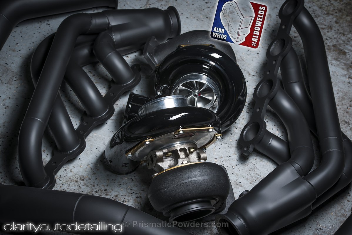 CerakoteHighTem's tweet photo. #PrismaticPowders Ink Black alongside #Cerakote Glacier Black - #powdercoating #ceramiccoating https://t.co/IWDqvo4xMk
