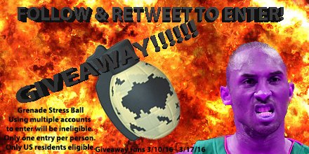 LAST DAY TO ENTER! Win a Grenade stress ball for your #office #Giveaway
#Gaming #Twitch #CSGO #Gamer #Free by chance