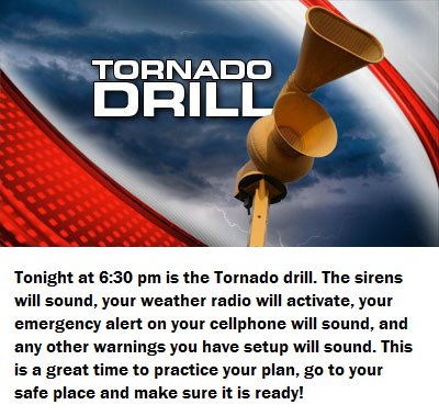 ottawapd's tweet photo. Tweet back location when you hear the tornado sirens tonight during drill at 6:30 p.m. @FRCO_OEM @OttawaU #OPD404 https://t.co/X484hHeU7c