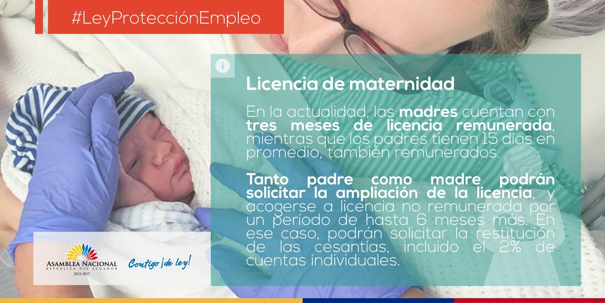TvlEcuador's tweet photo. Tanto padre como madre podrán solicitar la ampliación de la licencia de maternidad en #LeyProtecciónEmpleo https://t.co/G7bGtPYtQS