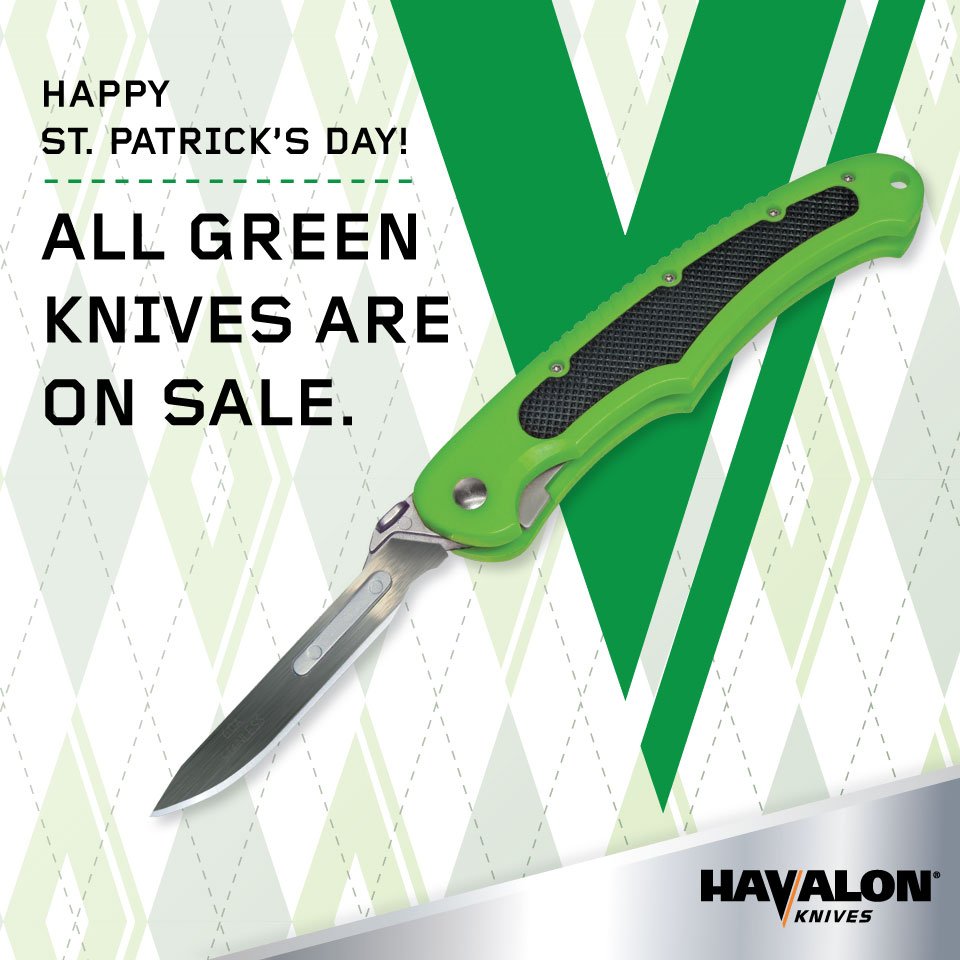 Save some green with the Havalon St. Patrick's Day Sale! 

Every green knife is $10 off.

havalon.com/havalon-knives…