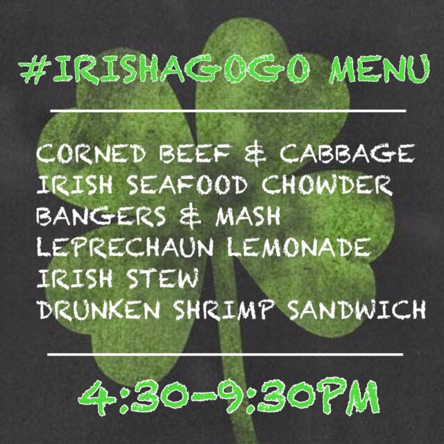 makerstasters's tweet image. Celebrate #stpattysday with #IrishAGoGo happening tonight at #makersandtasters! MENU: