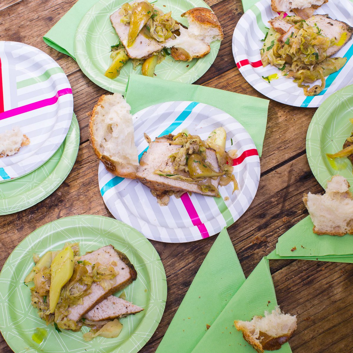 Mariobatali's tweet photo. It's a St. Patty's #CheekyParty w pork loin, "quick-style" kraut &amp; potatoes. u buy 1 pack, @cheeky_home gives 1 meal https://t.co/TzjVPj0gnU