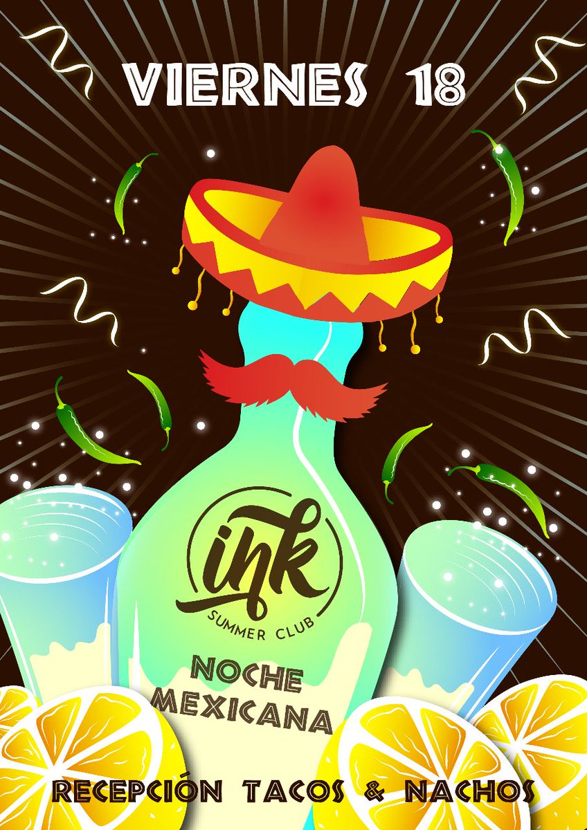 InkClub2016's tweet photo. ➖ Viernes 18 de Marzo ➖

🇲🇽 NOCHE MEXICANA 🇲🇽
 Recepción #Tacos &amp; #Nachos
 y todo el cachengue de Dj Mariano Leiva 🏽 https://t.co/orJzctulRb