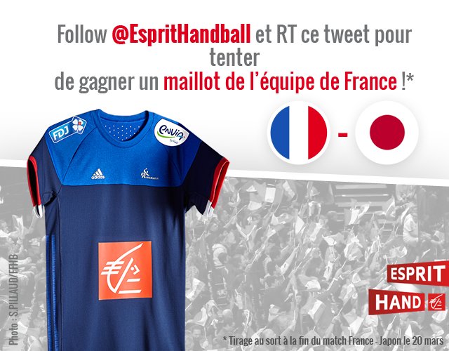 EspritHandball's tweet photo. Go !! 😃
Follow + RT pour tenter de gagner le maillot des Bleues à l'occasion de #FRAJAP ! 😃
#EspritHandball https://t.co/liKFl68kJ5