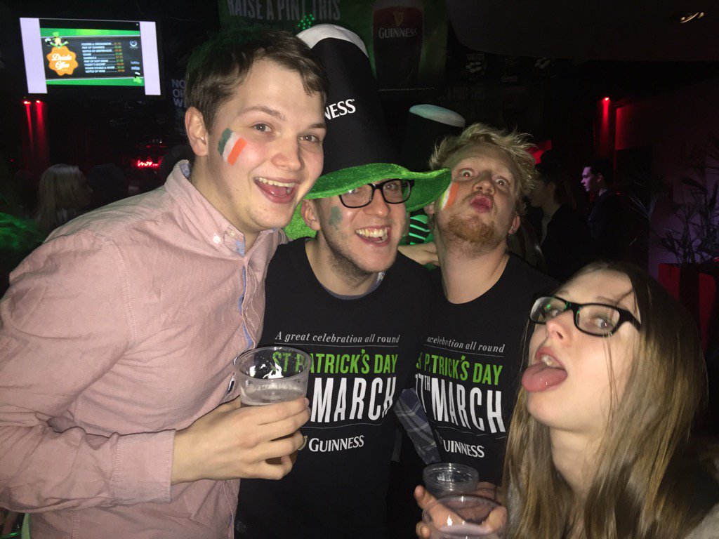OJ_Radio's tweet photo. Your hosts drinking responsibly @NorthumbriaSU with your future vp Comms @ThatQuirkyGirl! -O 🍀 https://t.co/ICrhE058nQ
