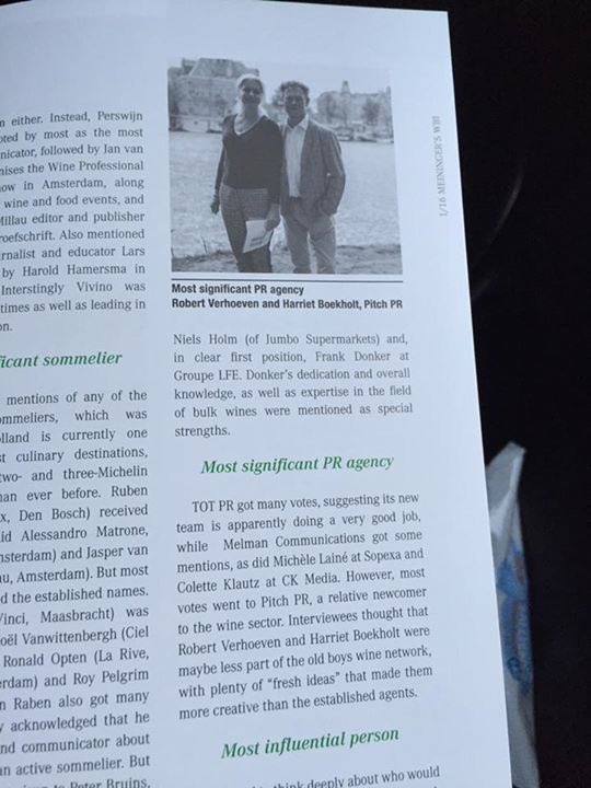 Who is who in the Netherlands: #PitchPR most significant wine PR agency! #proud #erkenning