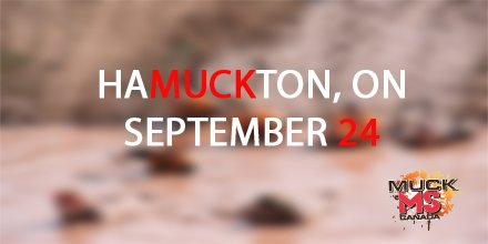 muckmscanada's tweet photo. Muck MS Canada registration open! See you Sept 24 in Hamilton for another mucky great time! #endMS #muckMS muckms.ca https://t.co/FCyir5zVNs