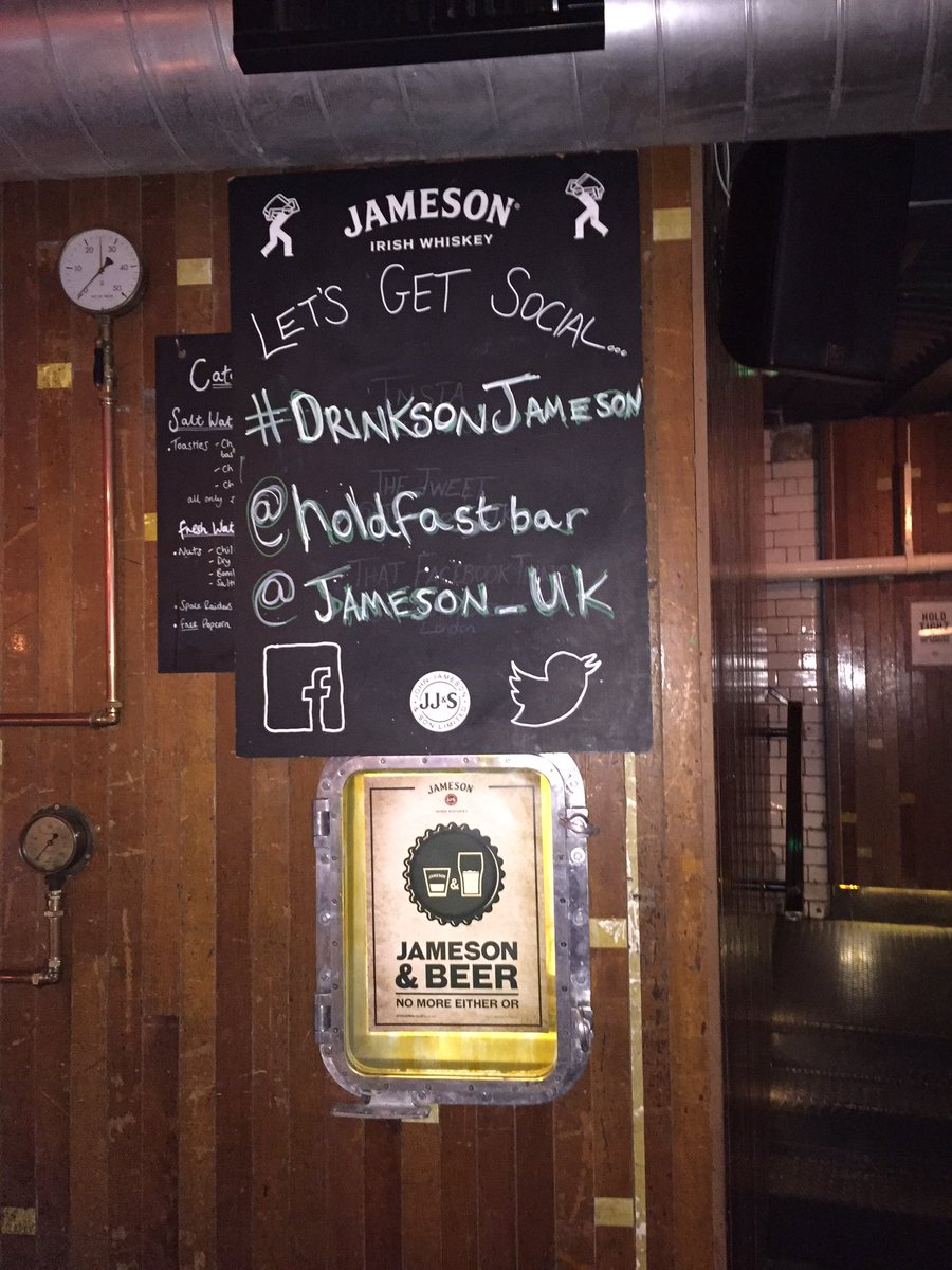 wintersjw's tweet photo. Get down to @holdfastbar for some #Jameson specials #DrinksOnJameson @Jameson_UK https://t.co/sYaUFt4boc