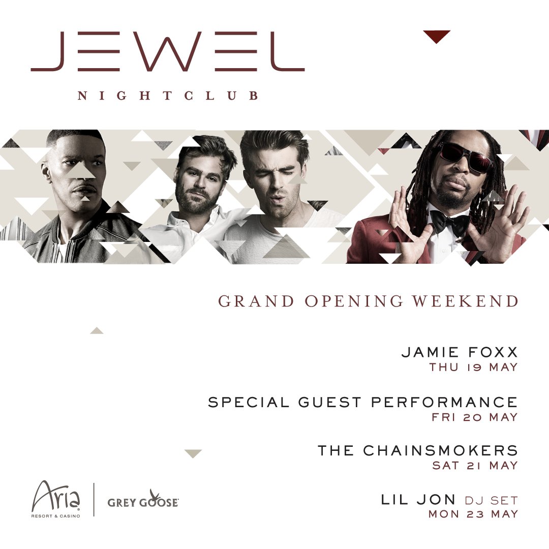 Announcing Grand Opening Weekend at <a href="/AriaLV/">ARIA Las Vegas</a>.

Tickets: bit.ly/jewelnightclub