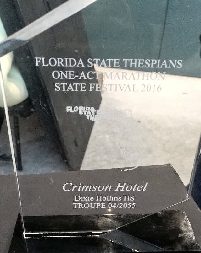 dixiehollinshs's tweet photo. CONGRATS to our theatre troupe 2055 for receiving a "superior" rating @ states for the one act play "Crimson Hotel" https://t.co/sjgVwoDoRE