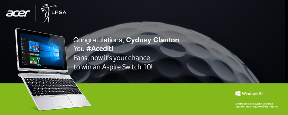 AcerAmerica's tweet photo. What a shot #CydneyClanton of @LPGA! Fans, your turn! Like this for your chance to #win!T&amp;C:https://t.co/uPWKai2gtS https://t.co/euthS6u70l
