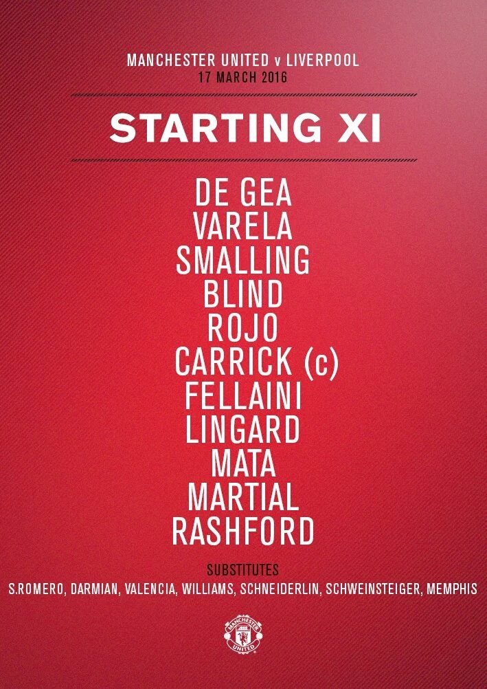 Starting XI #MUFC v Liverpool