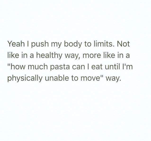 kathixger's tweet photo. @ChrissyCostanza "how much pasta can I eat until I'm physically unable to move" this could be you https://t.co/bAWpbYvkAO