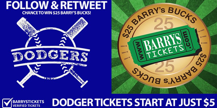 BarrysTickets's tweet photo. REWEET #Dodgers Fans Chance To Win $25! Great for #DodgersTickets https://t.co/P72FIlVMCy https://t.co/BcHNVCNlM4