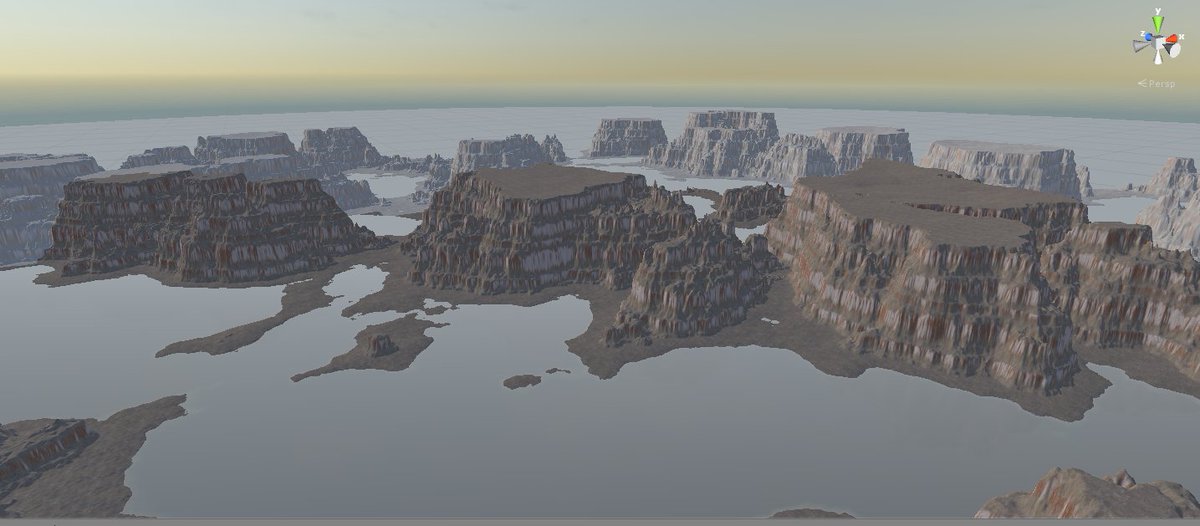Wavinator's tweet photo. Testing out canyons created using Voronoi noise

#procgen is just awesome

#indiedev 
#gamedev https://t.co/8w6nImTV6U