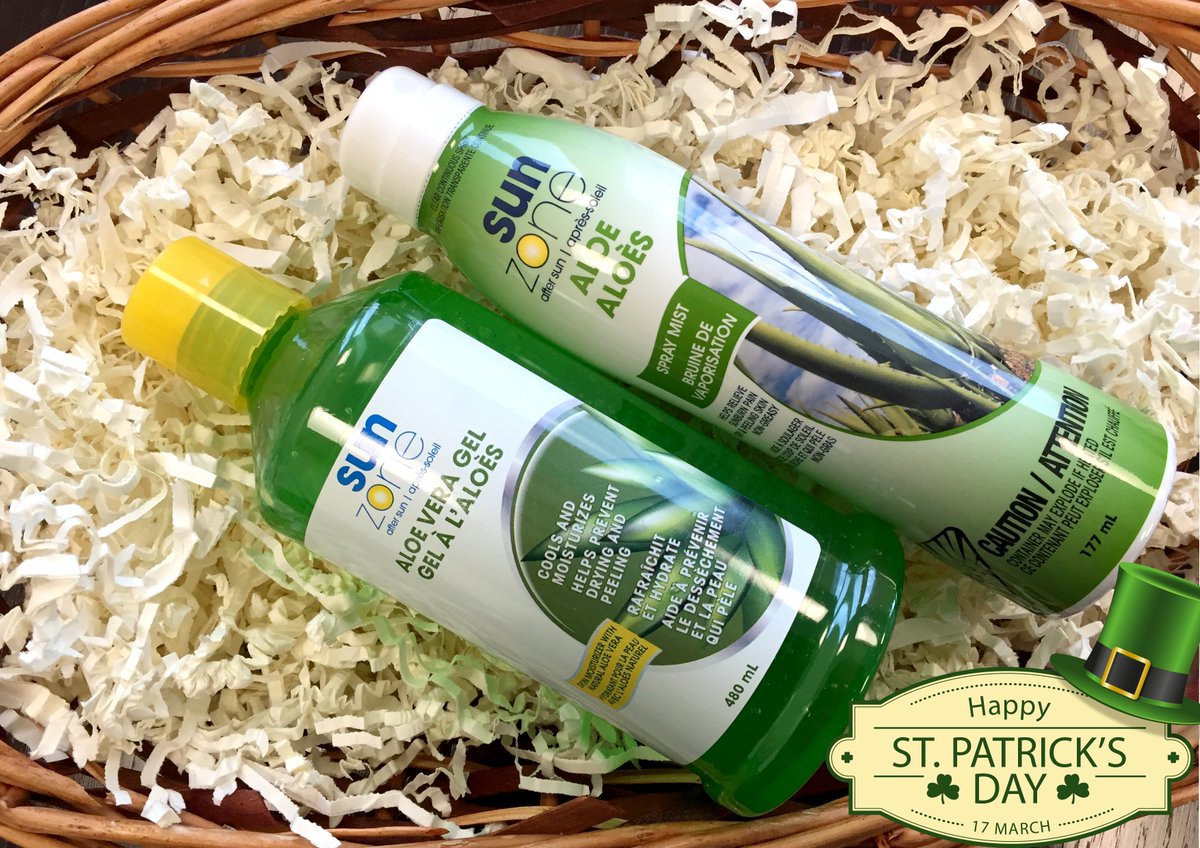 SunZone_'s tweet image. Moisturize your skin with SunZone AloeVera gel, or use Aloe cooling spray for max hydration. #StPatricksDay