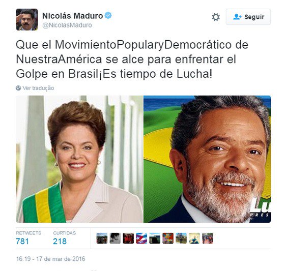RevistaEpoca's tweet photo. Presidente da Venezuela, @NicolasMaduro, manifesta apoio ao governo Dilma https://t.co/rXnG1QKvjw https://t.co/YY0mwlZeFy