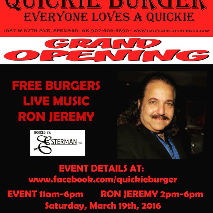 Who's around Anchorage Alaska this coming Saturday to join me for a "quickie" https://t.co/znreGX6wQ<a href="/tag/rontourage"class="tags"><span>#rontourage</span></a>