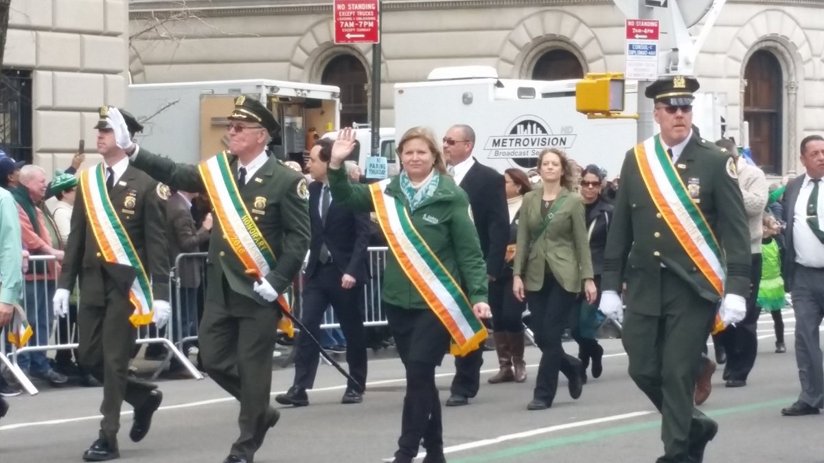 TeamsterNYC's tweet photo. .@DSNY Commissioner Garcia marching in #StPatricksDay parade. We need more women calling the shots..... #ImWithHer. https://t.co/JbJudt0rBF