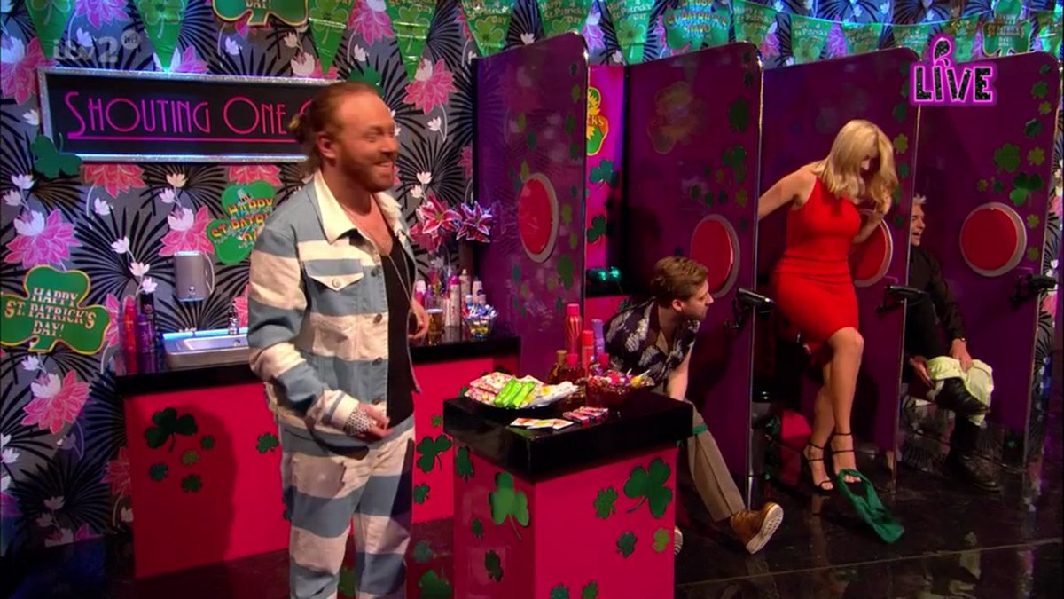 hollywillslove's tweet photo. Holly flicking her knickers off at the end of #ShoutingOneOut. Who caught them? #LittleMemento π #CelebJuiceLive https://t.co/Ap0LnoyQVF