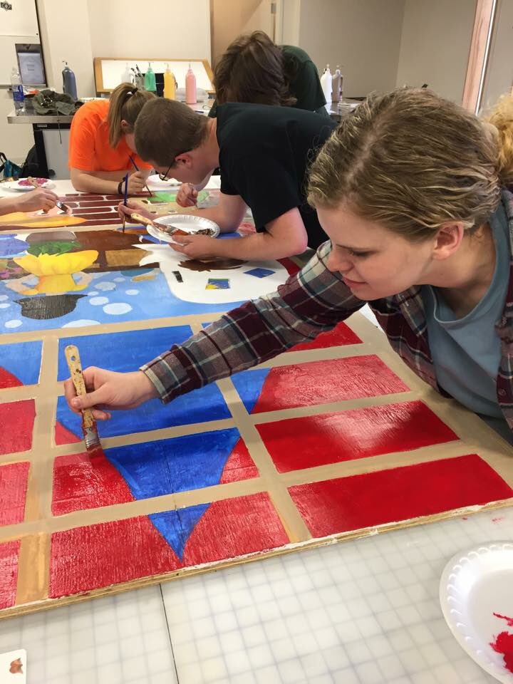 Some of our Scholars working on the Bradford art murals!