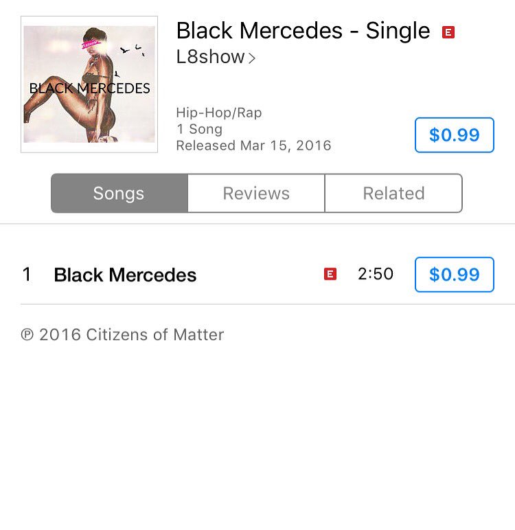 l8show_thegoat's tweet photo. Now live on @iTunes "BLACK MERCEDES" #l8show #sooncome #com https://t.co/g45eRvgJ2o