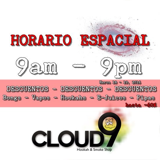 Cloud9PTY's tweet photo. DIAS DE TRANQUE... relajate...
Horario Especial de 9am a 9pm
Descuentos hasta el -60%

6th Anniversary | @Cloud9PTY https://t.co/FQAW7vlBQP
