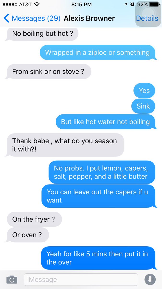 melanieghan's tweet photo. @lexxelenaa and I are literally having a convo on how to cook salmon #goals https://t.co/WdIOPes5Hb