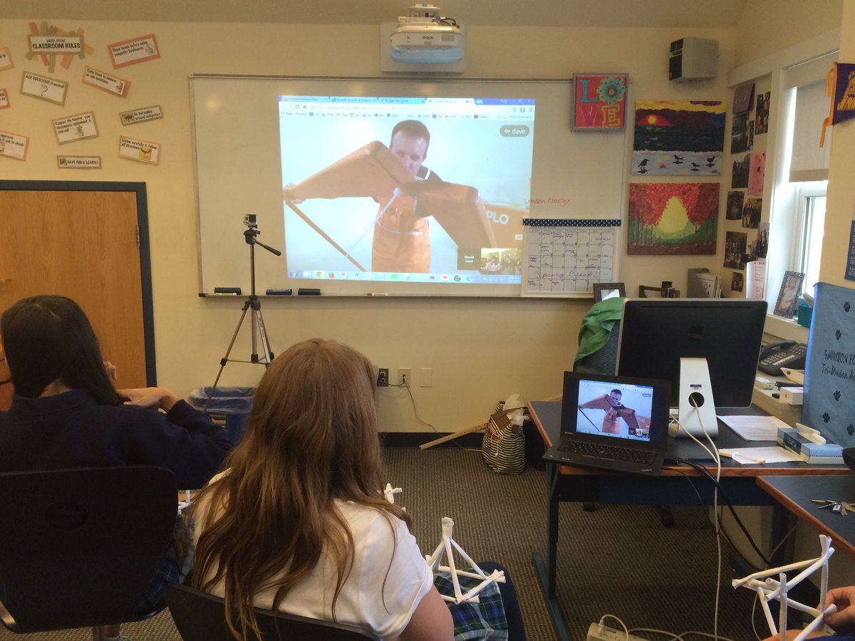 TeacherTrinh's tweet image. Oh, hey! DAVE from @ExploLive joined our @GarrisonForest 8th Gr. Design/Engineering class today: stabilizing cubes!
