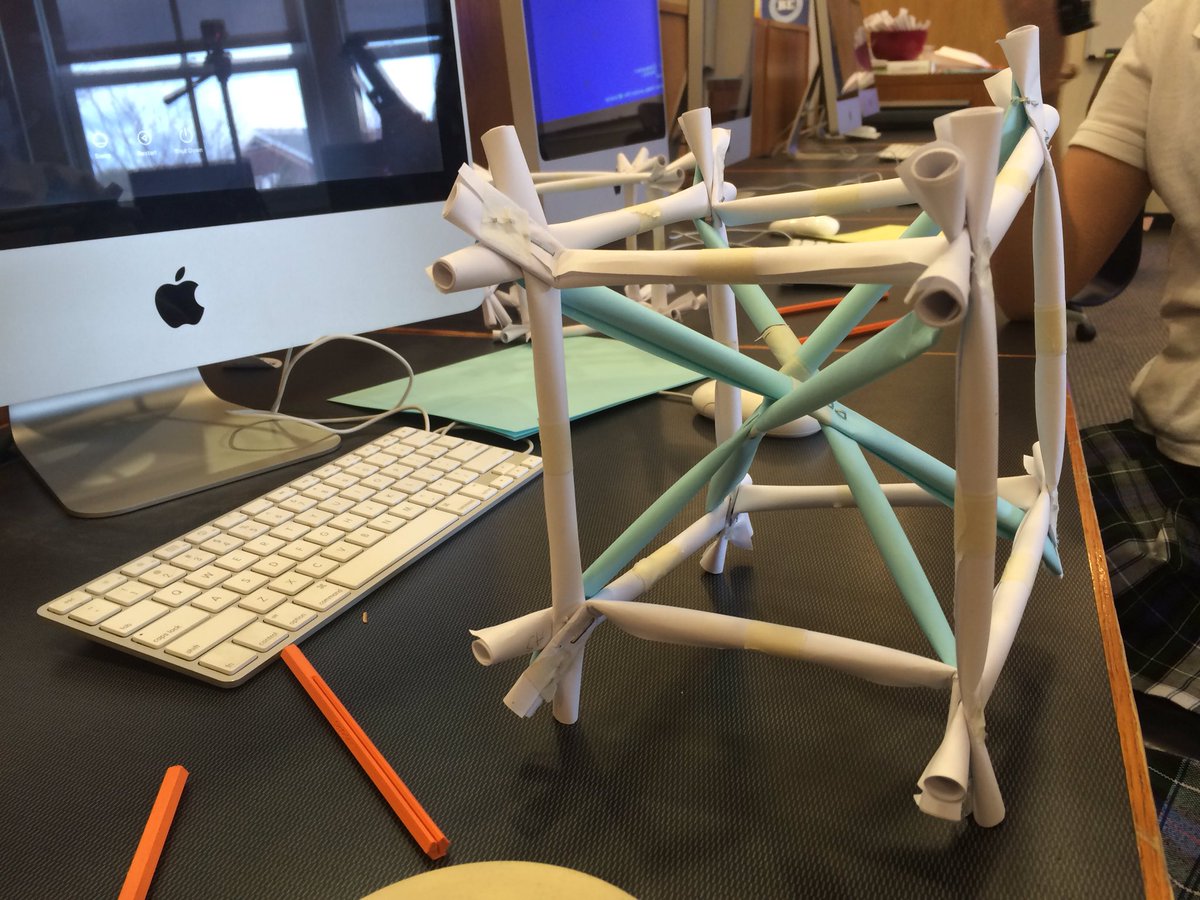 TeacherTrinh's tweet image. Oh, hey! DAVE from @ExploLive joined our @GarrisonForest 8th Gr. Design/Engineering class today: stabilizing cubes!