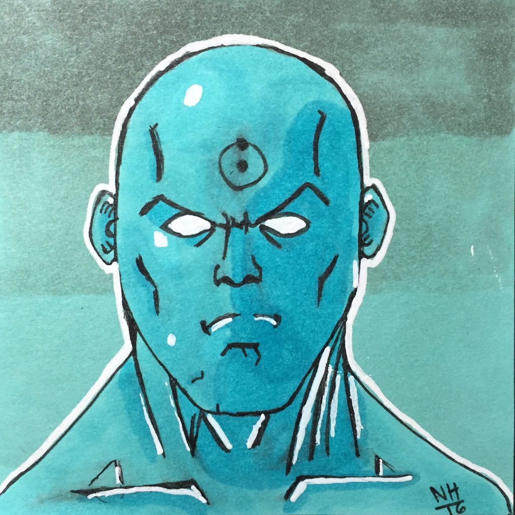 Nigel_Howse's tweet photo. Drew this Post-It sketch of Dr. Manhattan from #TheWatchmen. Hope you like it! @dccomics @toddnauck @copicmarker https://t.co/OamtFYQU4s