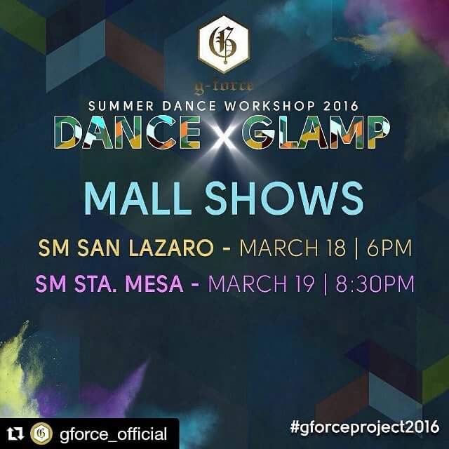 GFAzianatics's tweet photo. See you later at SM SAN LAZARO and tomorrow at SM STA. MESA!! #GForce #DanceXGlamp #DanceWithGForce #GForce2k16 https://t.co/R6eMbtHyvM