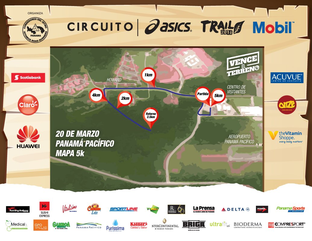 Ruta de 5k <a href="/circuitoasics/">Circuito Asics</a> trail mobil 2016 domingo 20 marzo @ScotiabankPA <a href="/sportlinepanama/">Sportline America</a>
