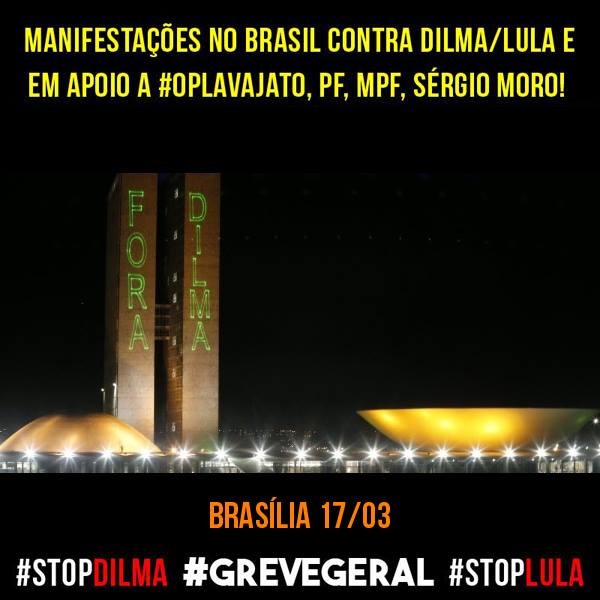 alexlimareal's tweet photo. Manifestações no Brasil contra Dilma/Lula em apoio #OpLavaJato,PF,MPF,Moro 
#StopDilma #StopLula #GreveGeral https://t.co/7f290rO1Xc