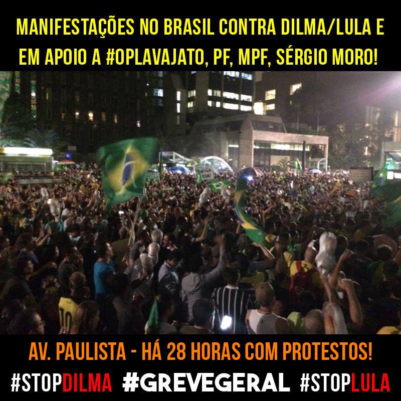 alexlimareal's tweet photo. Manifestações no Brasil contra Dilma/Lula em apoio #OpLavaJato,PF,MPF,Moro 
#StopDilma #StopLula #GreveGeral https://t.co/ZGbK5cpim2