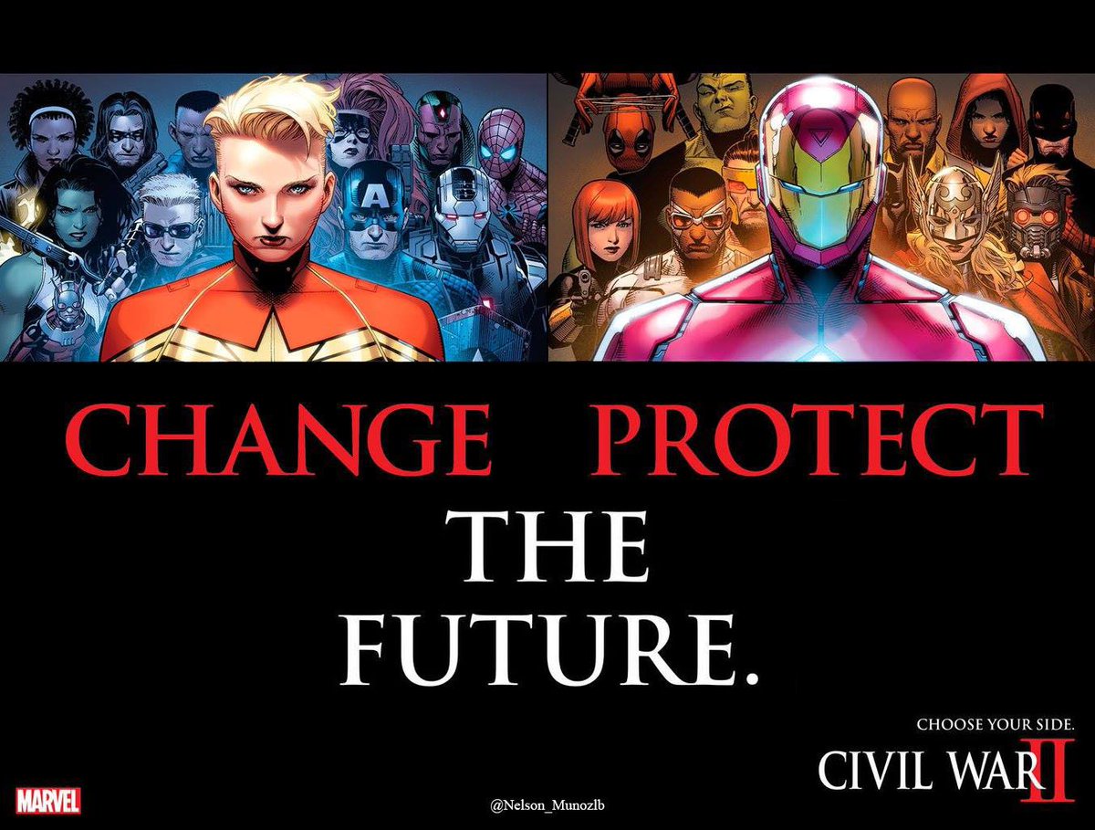 Nelson_Munozlb's tweet photo. Los equipos de la #CivilWarII de #Marvel con una ligera #ediciรณn mรญa. #TeamCapMarvel vs #TeamIronMan @MarvelLATAM https://t.co/i8cLQsF0U4