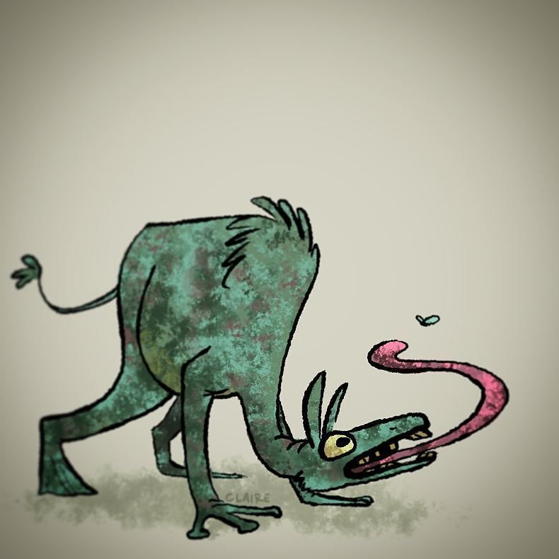 artfularmadillo's tweet photo. It's a fronkey! #ribbit #creaturecrunch #art #monster https://t.co/XFrzA4ygSU